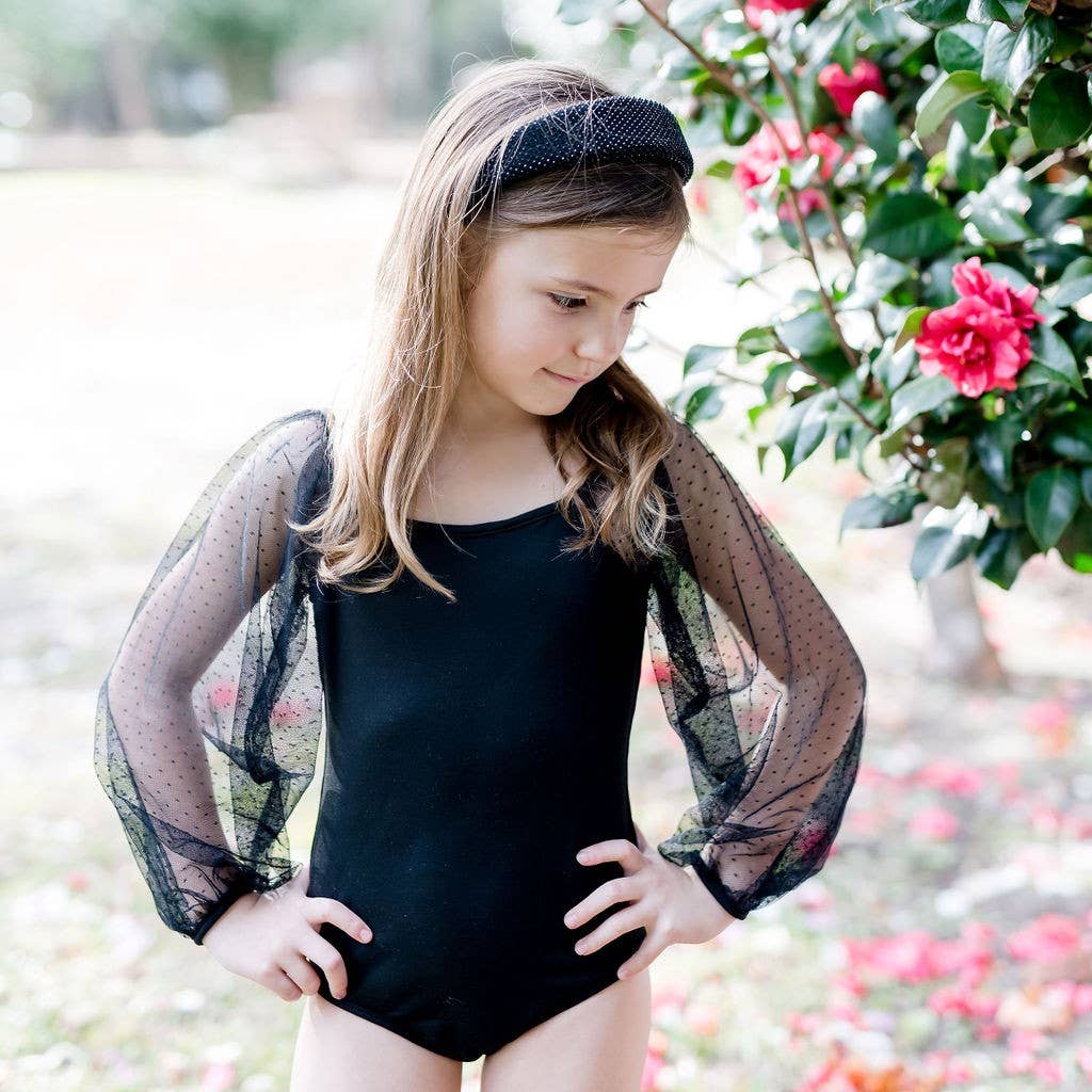 Mesh Leotard - Black Onyx (Long Sleeve)