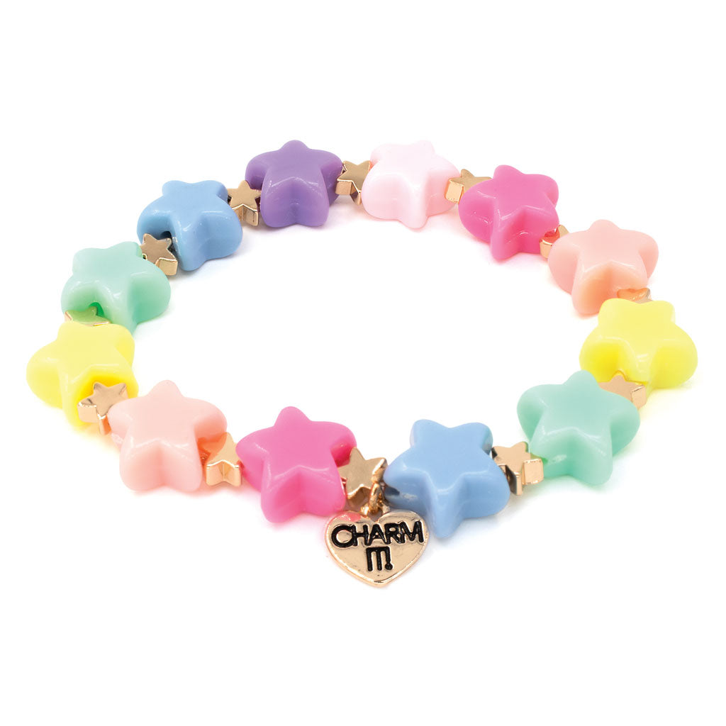 Jewelry- Gold Pastel Star Stretch Bead Bracelet