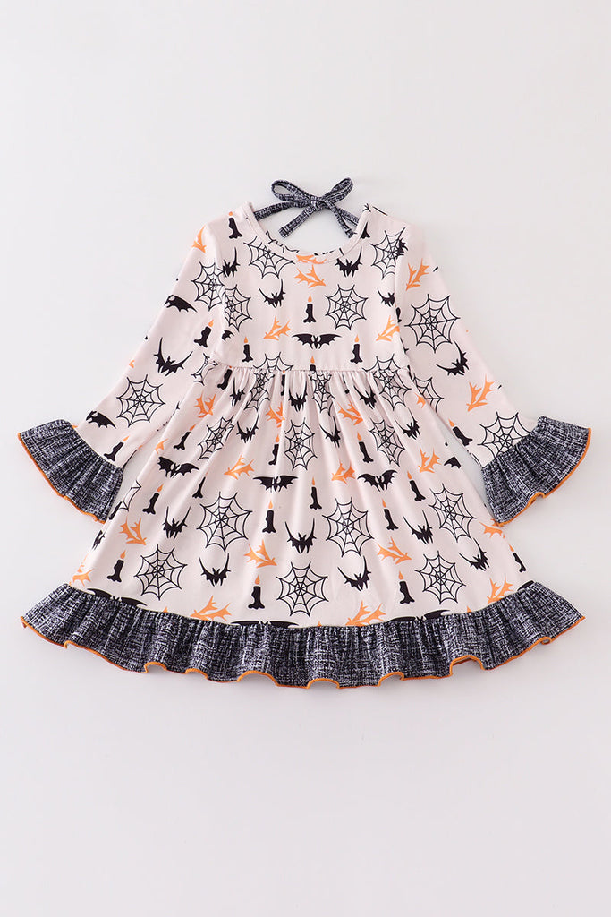 Halloween Bat Ruffle Dress