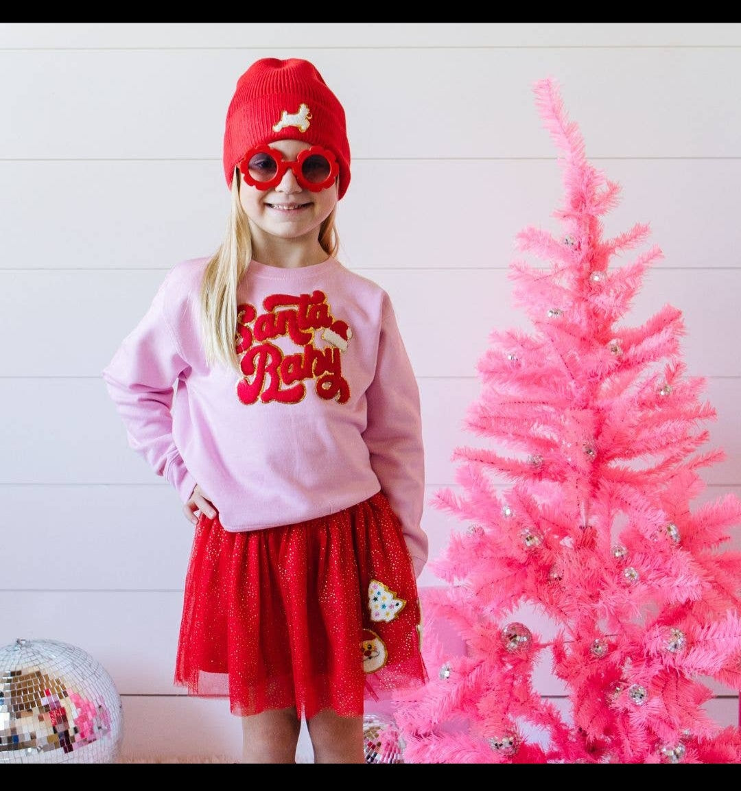 Christmas Patch Santa Baby Sweatshirt - Kids Holiday