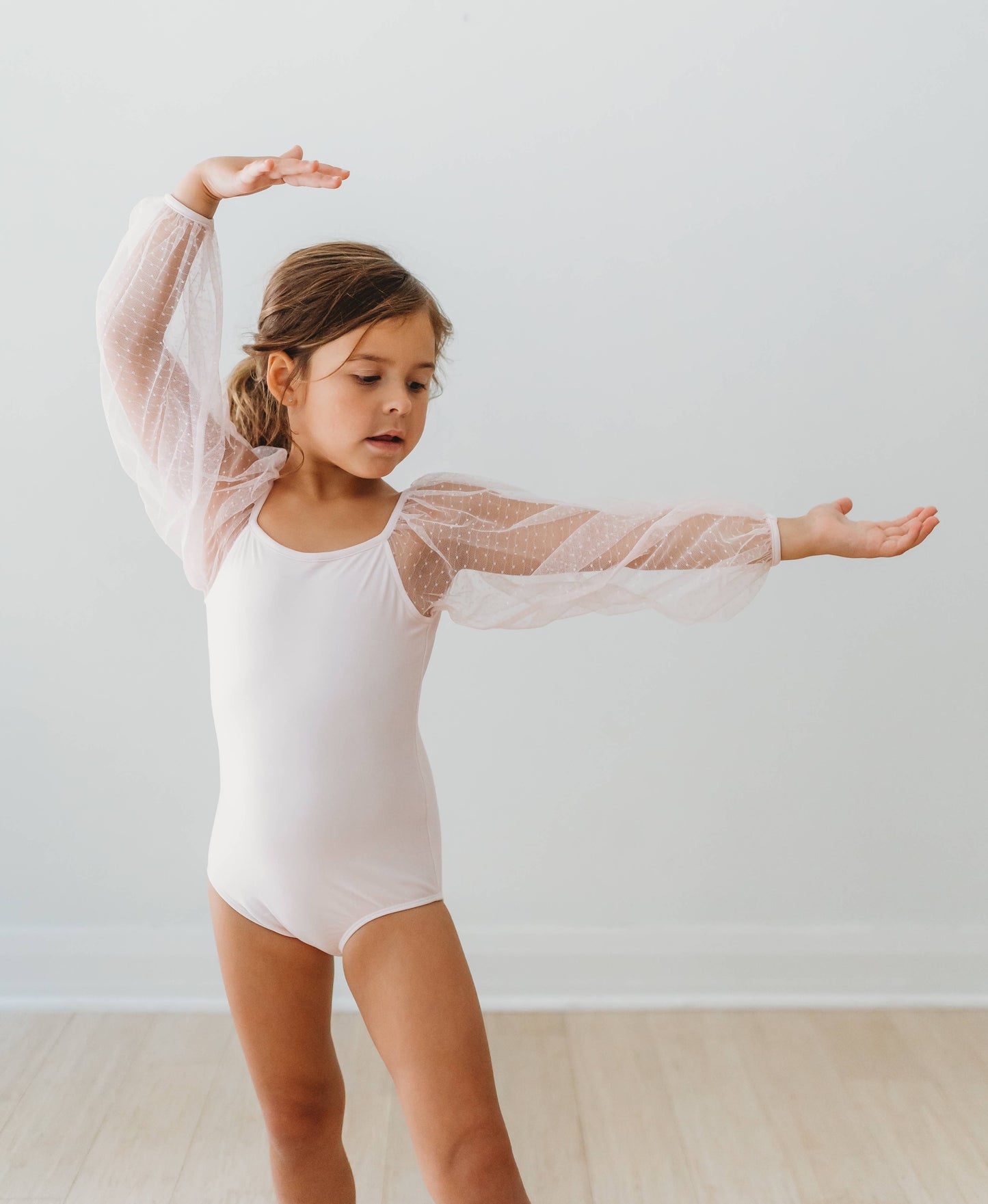 Mesh Long Sleeve Leotard - Pink Bliss