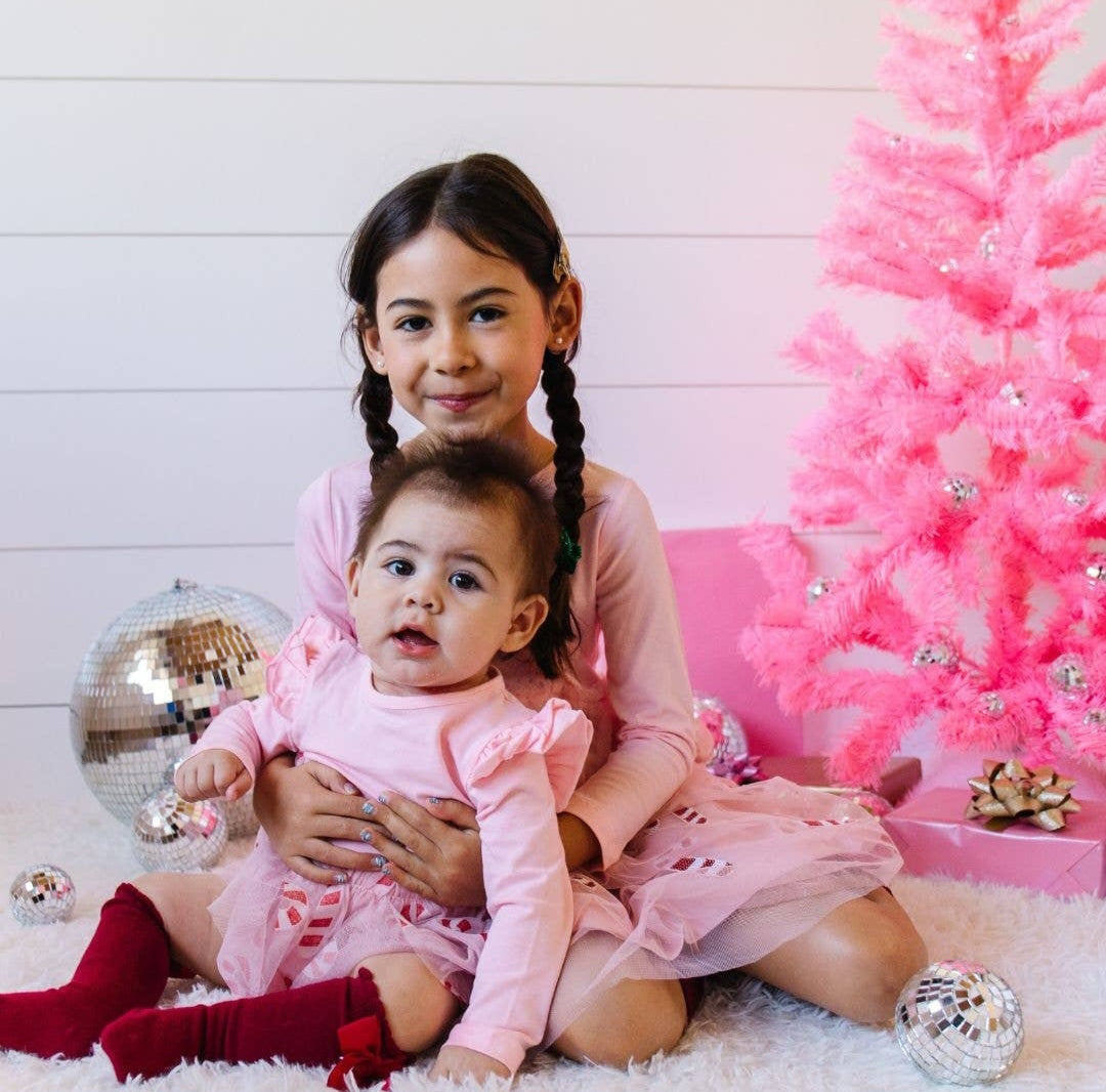 Candy Cane Christmas Long Sleeve Tutu Bodysuit -Holiday Baby