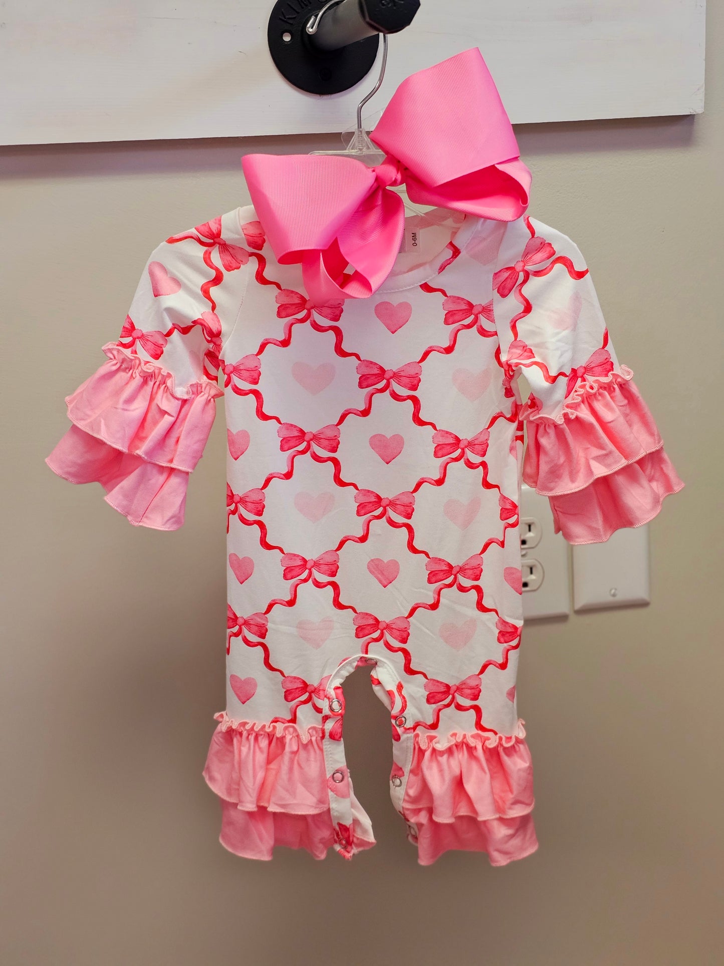 Heart Pink Waverly Romper