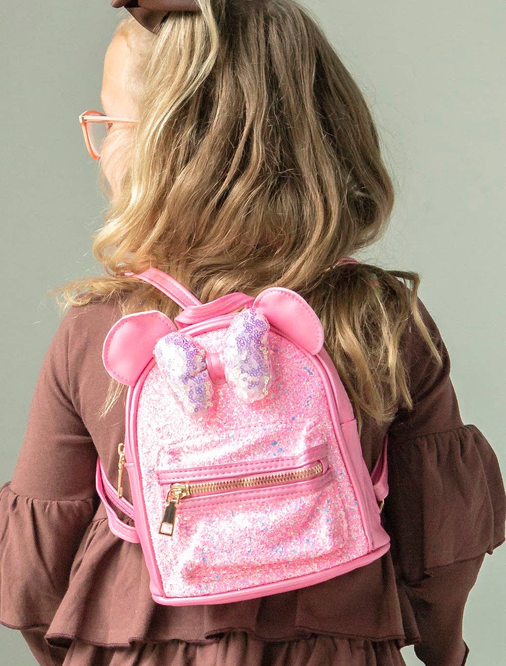 Sparkly Pink Mouse Backpack Purse