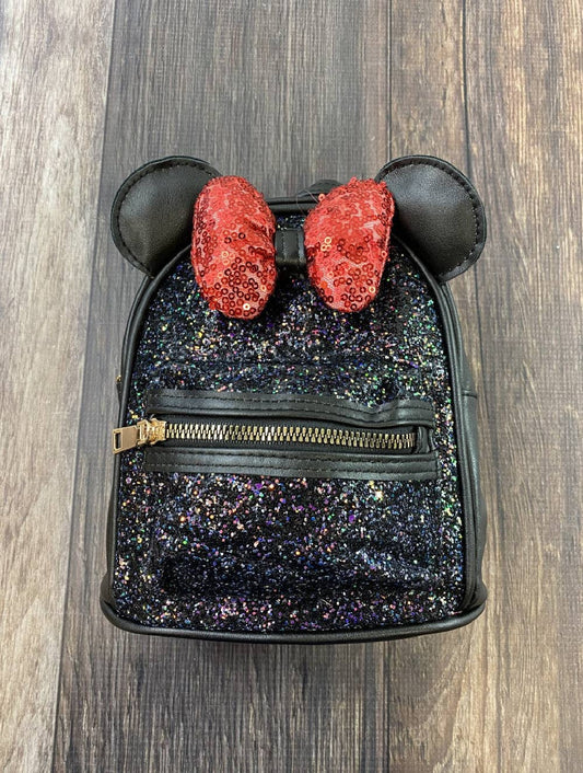 Sparkly Black Mouse Ears Backpack Purse