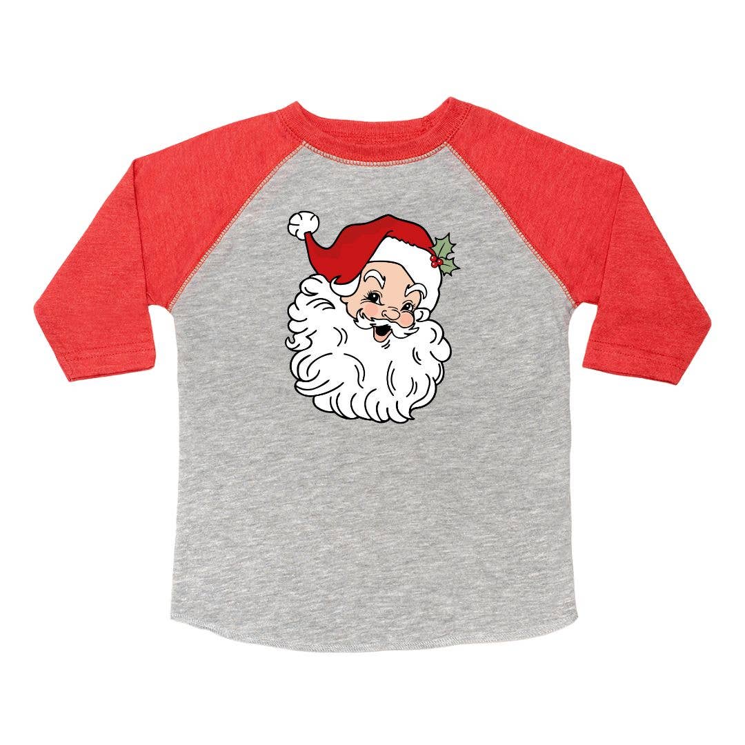 Retro Santa Christmas Shirt - Kids Holiday 3/4 Sleeve