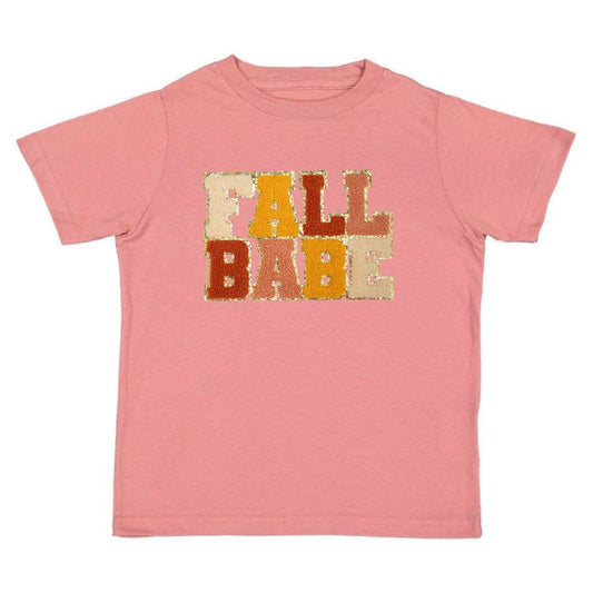 Fall Babe Patch Short Sleeve T-Shirt - Dusty Rose - Fall Tee