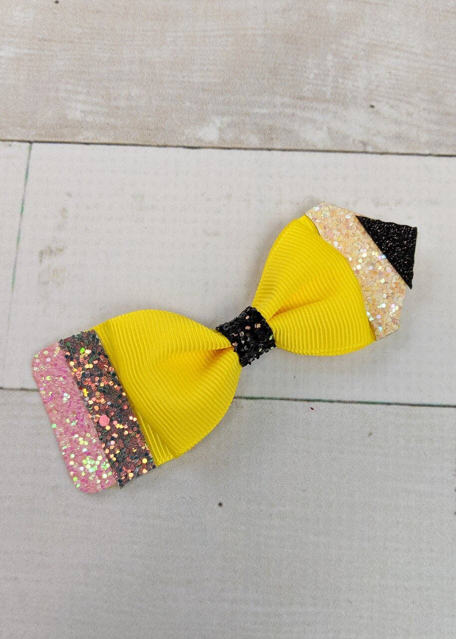 Glitter Pencil Hair Bow Clip