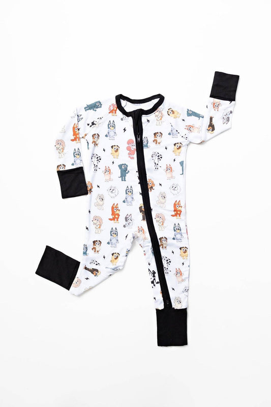 Blue Dog & Friends Zipper Romper